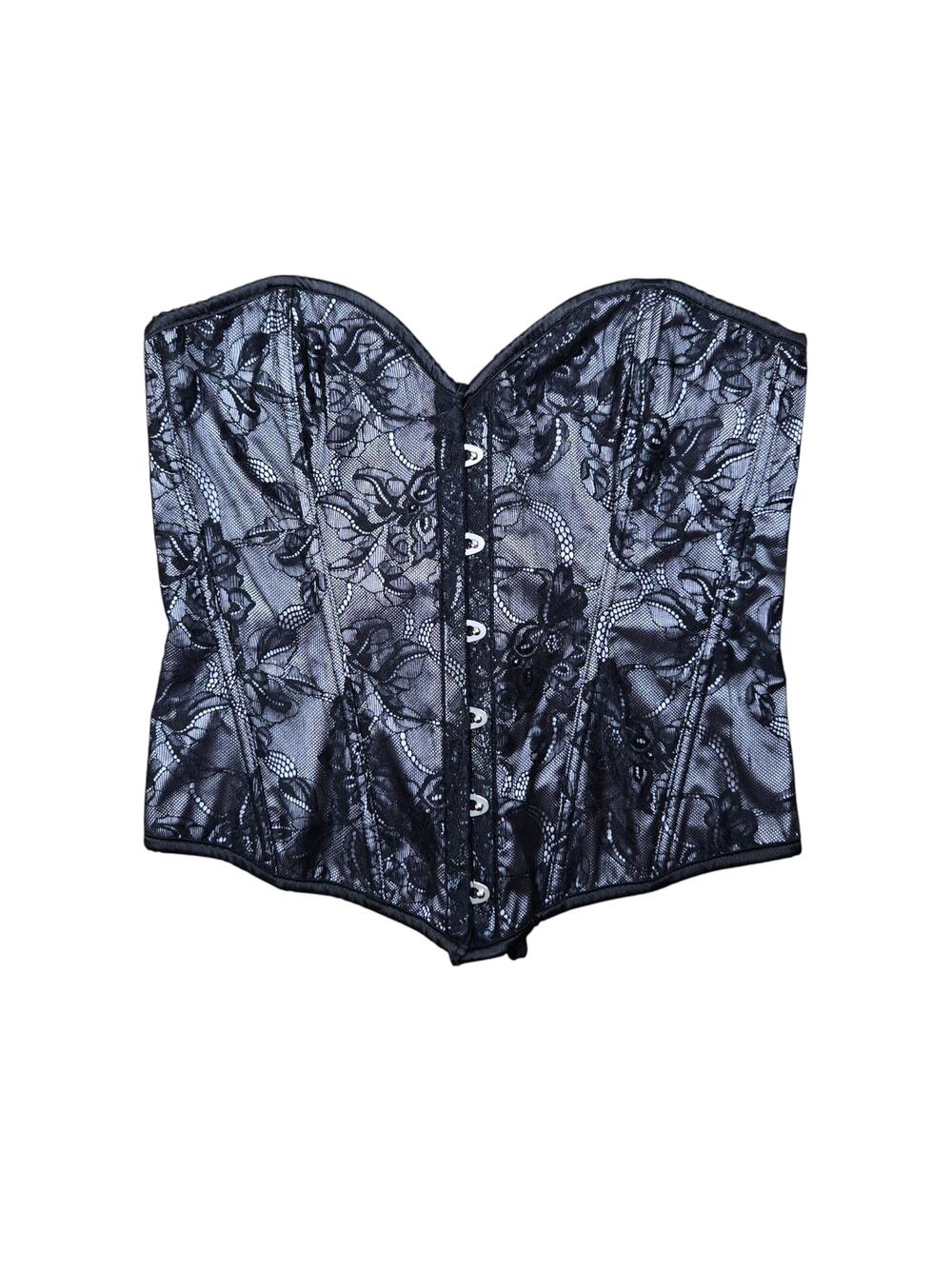 WIDOW Floral Lace Corset Black Size XL